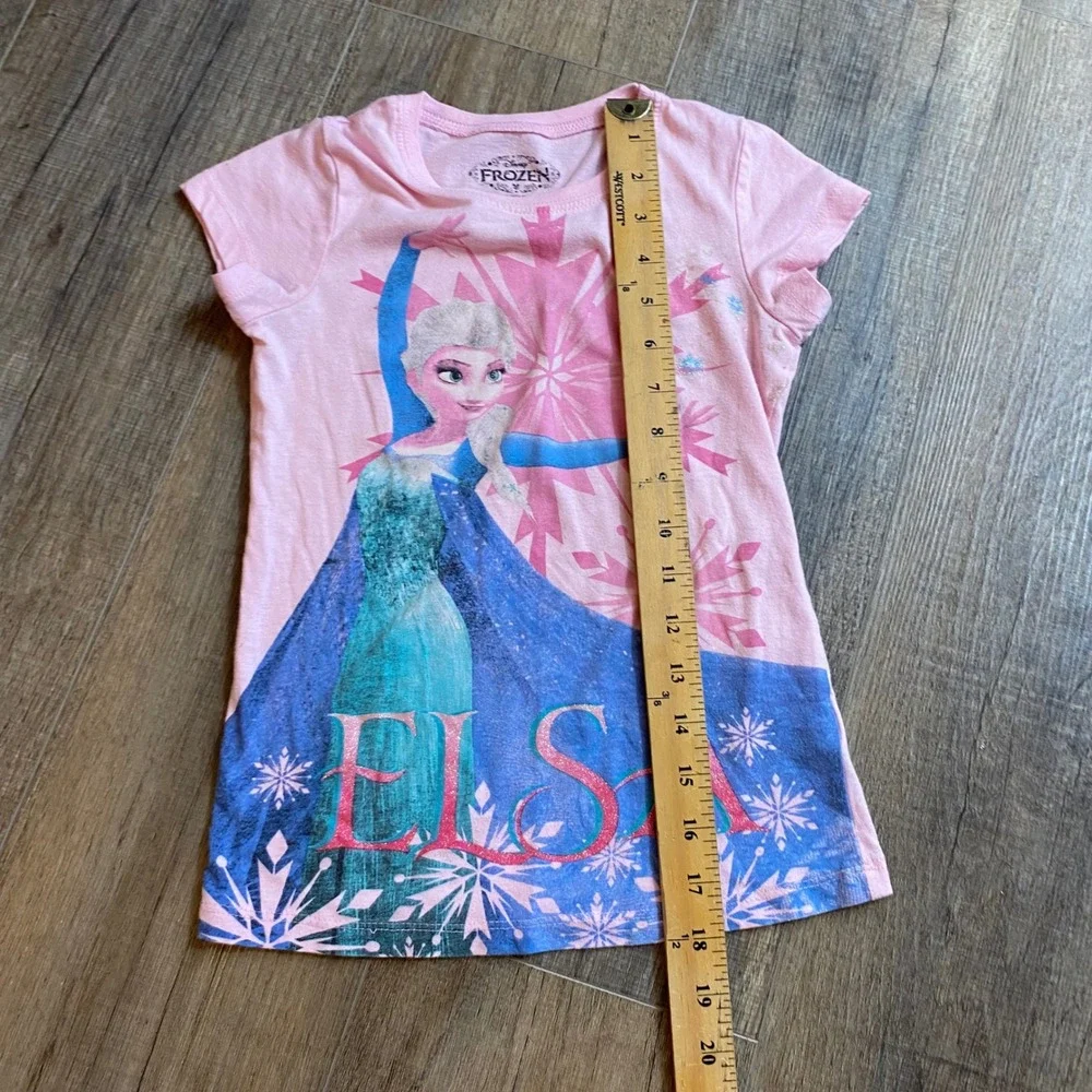 Disney Frozen Elsa Anna Graphic T-Shirt Bundle Pink‎ Gray Girls Size M 7-8 2PK